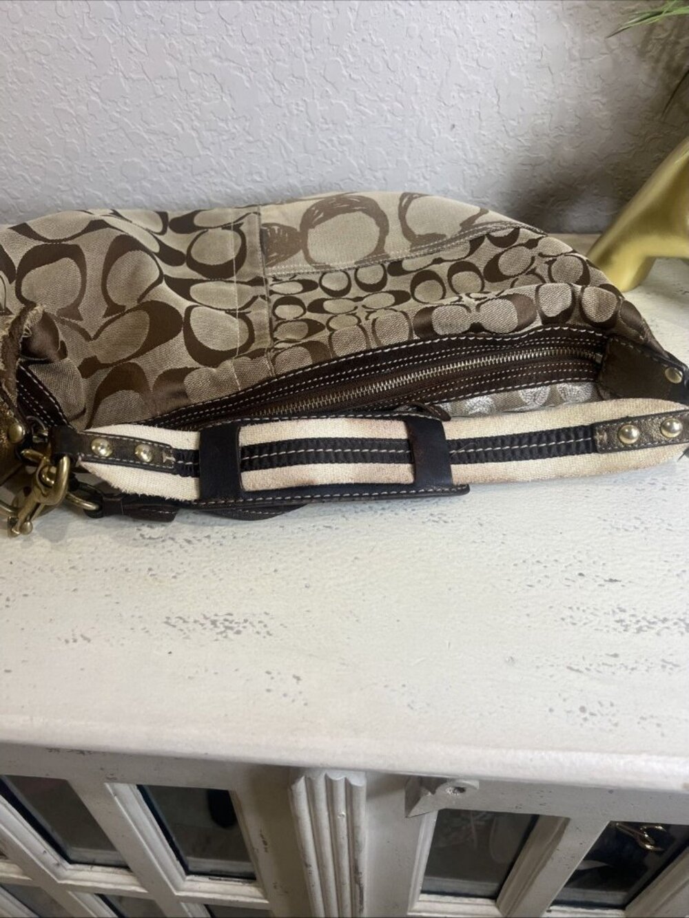 Vintage Coach (2006) Brown Patchwork Signature Hobo Shoulder Bag Y2K Retro Boho - Picture 15 of 16